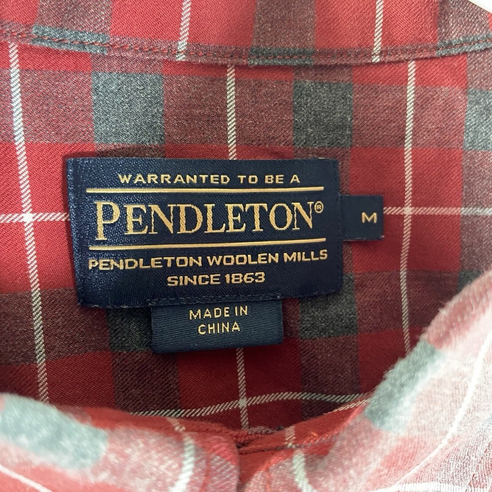 Pendleton Shirt Men's Medium Button Down Red Plai… - image 4